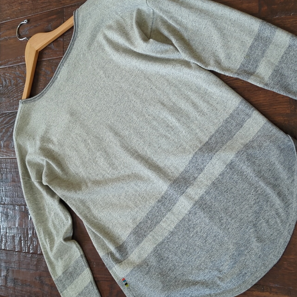 SMARTWOOL I Knit Two-Tone Striped Gray Akamina Wool Blend Crew Neck Sweater, M - Picture 11 of 16